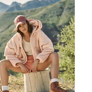 new free people adventure awaits pink sherpa jacket coat xs